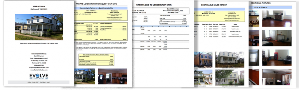 rehab valuator deal funding sheets