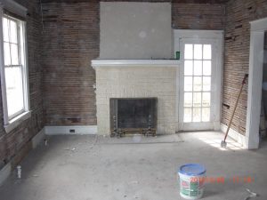 renovation of room with fireplace