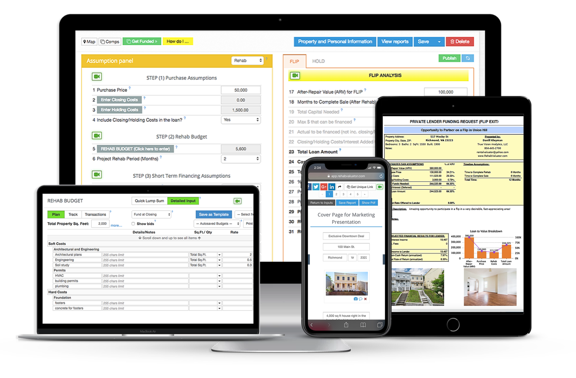 Rehab Valuator on various devices