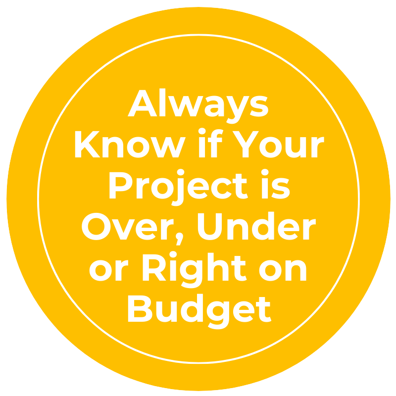 "Rehab Valuator project management keep track of bids straight from inside your deal" orange circle graphic