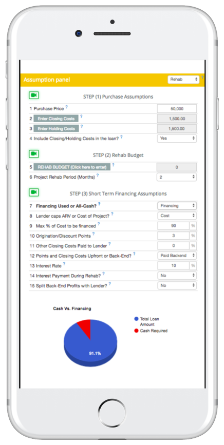 rehab valuator financing mockup