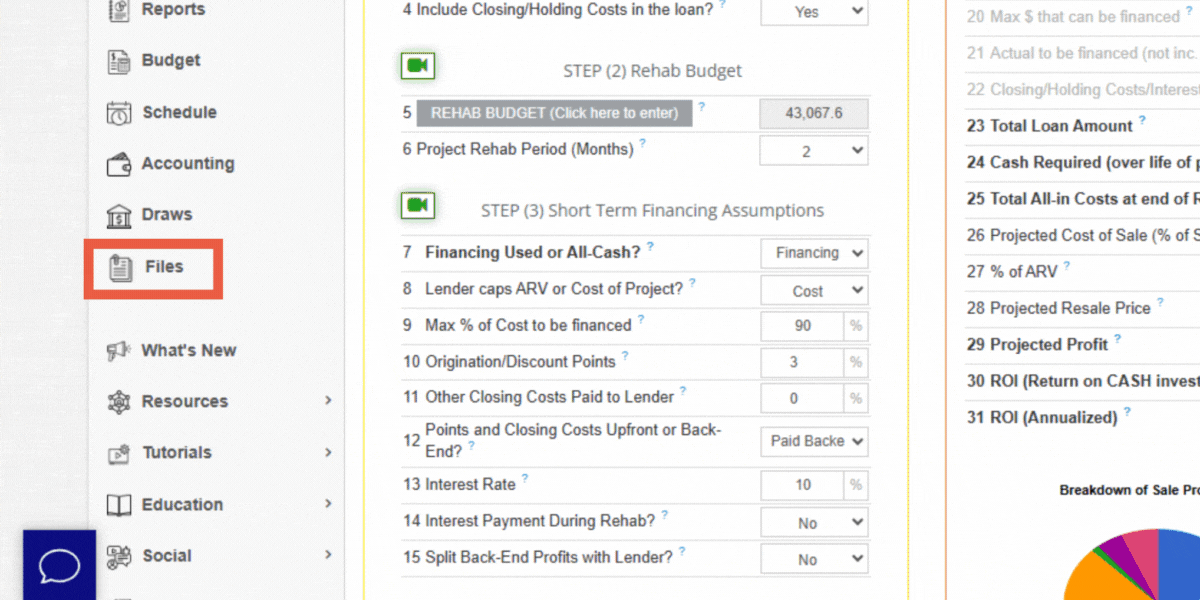 upload-multiple-attachments You now have a new menu item on the left hand side called Files where you can view all your documents for a given project in one place. Rehab Valuator Software